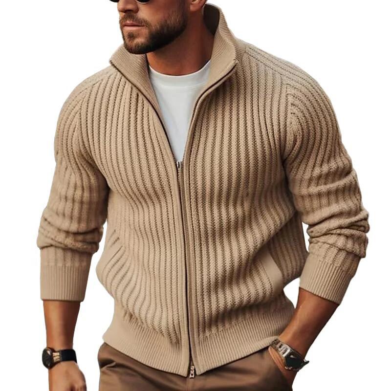 Men's Zipper Cardigan Sweater, Thick and Warm