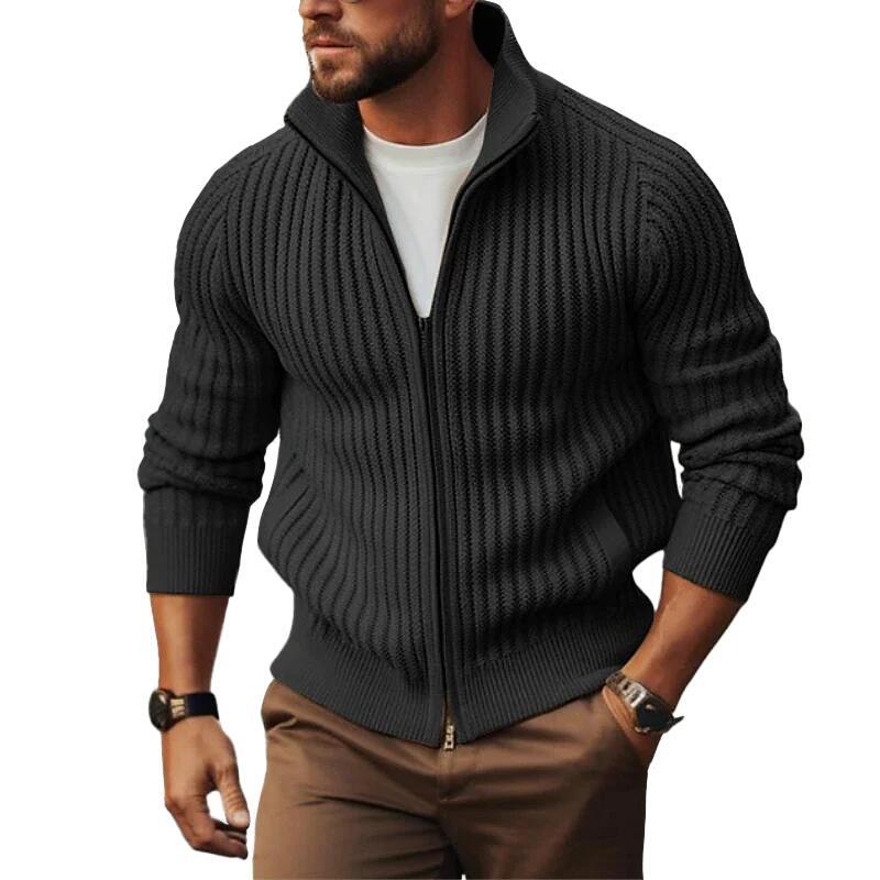Men's Zipper Cardigan Sweater, Thick and Warm
