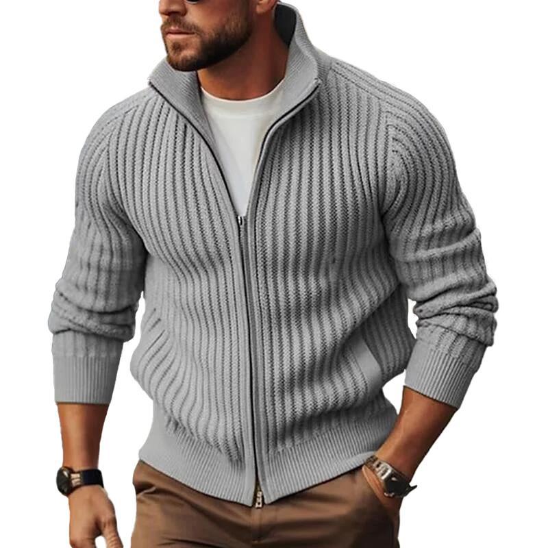 Men's Zipper Cardigan Sweater, Thick and Warm