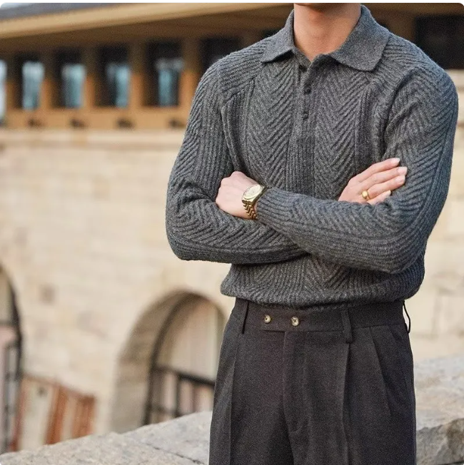 Men's Refined Knit Lapel Pullover