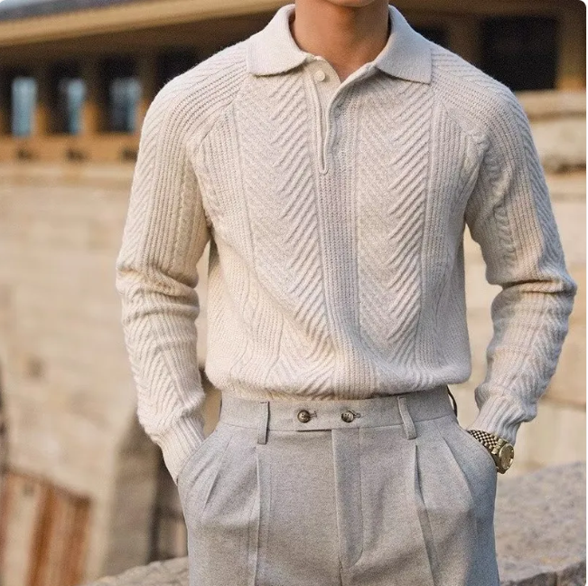 Men's Refined Knit Lapel Pullover